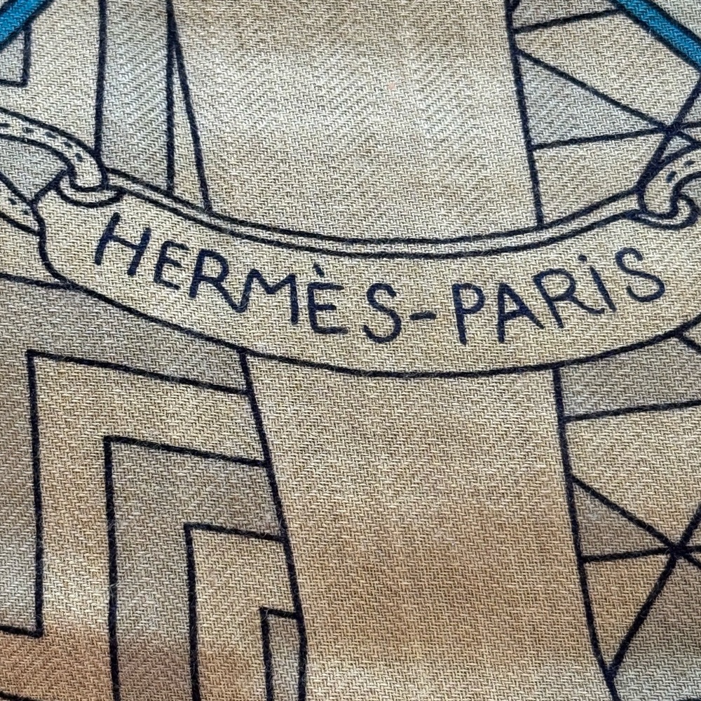 Hermès Beige and Black Blue Shawl